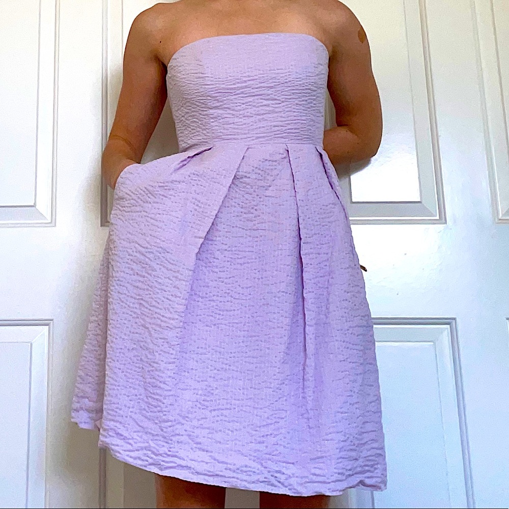 J. Crew Purple strapless textured dress